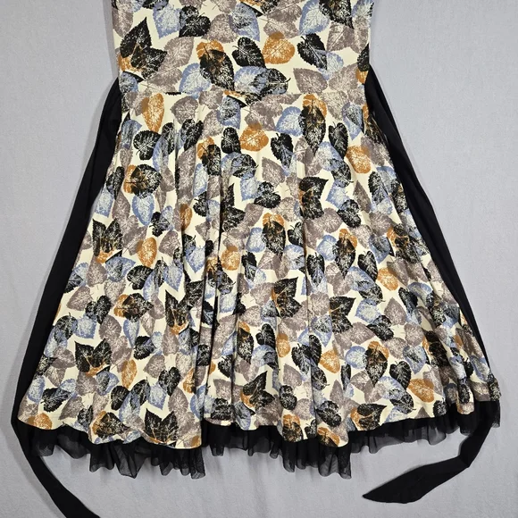 Effie's Heart Women's Fit & Flare Retro Dress Fall Leaf Print Pockets Size L - Picture 9 of 13